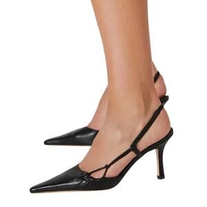 Tony Bianco Sakai Slingback Pumps Stiletto Heel Pointed Toe Black Nappa Size 6.5